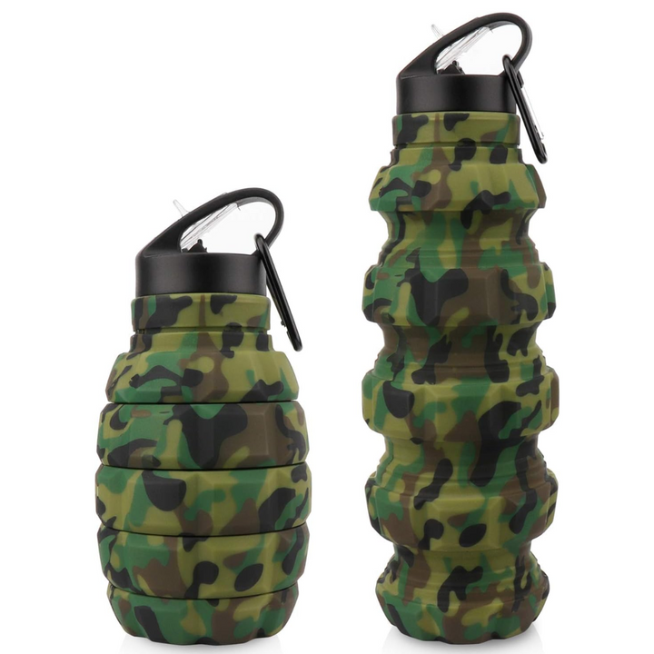 Lightweight 575ml reusable silicone travel water bottle, ideal for any adventure.
