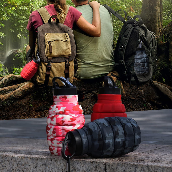Durable unisex silicone travel bottle, 575ml, for easy portability & reuse.