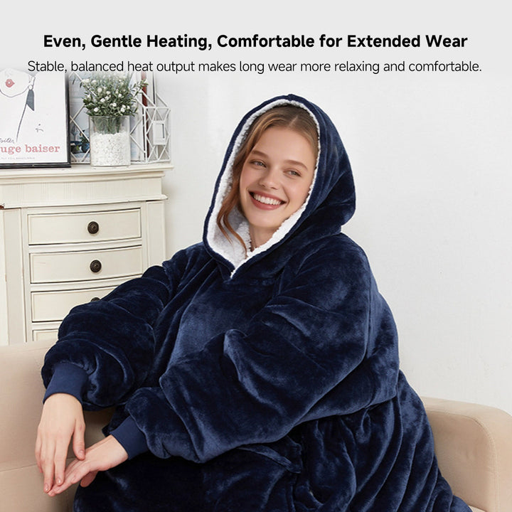 Detail of the heating zones inside a USB heated flannel hoodie blanket, designed for targeted winter warmth.
