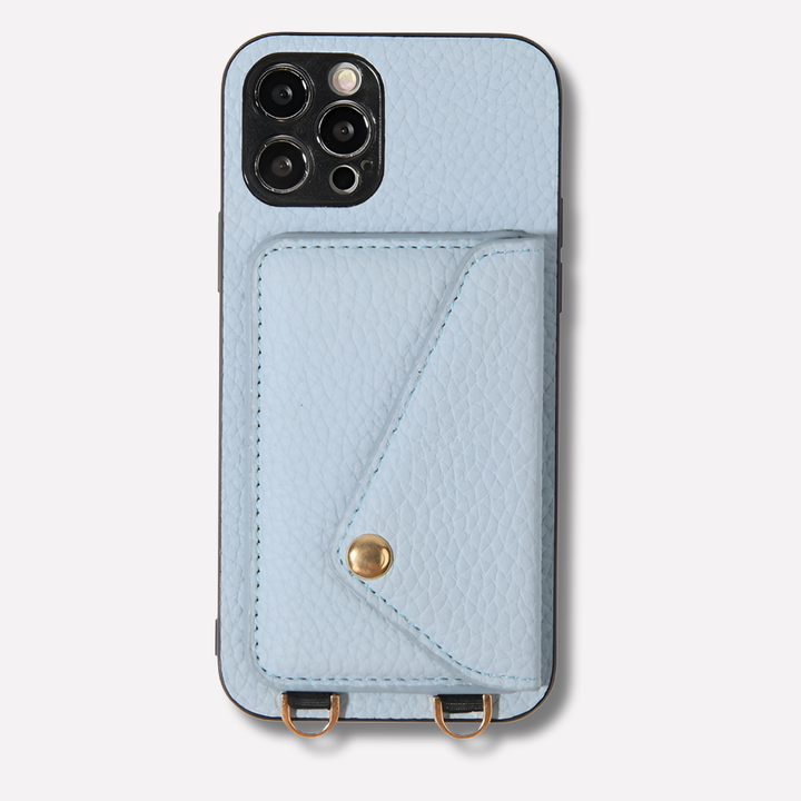 Stylish unisex crossbody phone case, wallet, & lanyard. Keep your phone & cards secure and accessible.