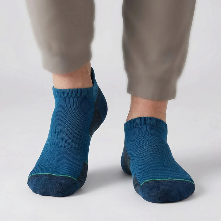 Performance cushioned ankle no-show socks (5-pack) for running, hiking, and trail adventures with superior comfort.