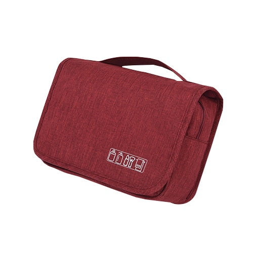 Practical men's toiletry bag, also great for women, features a convenient hanging hook.
