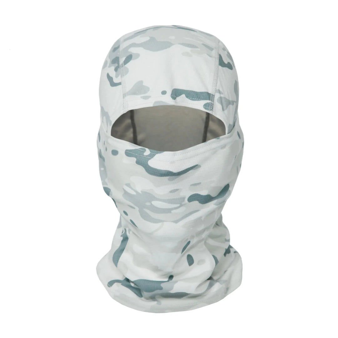 Unisex tactical ski mask in grey urban camo, seamless full face cover for winter sports
