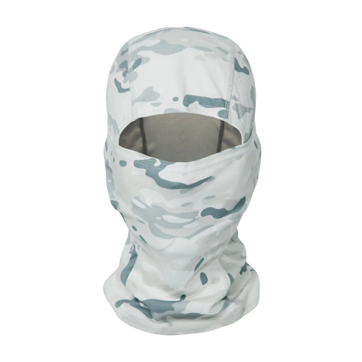 Unisex tactical ski mask in grey urban camo, seamless full face cover for winter sports
