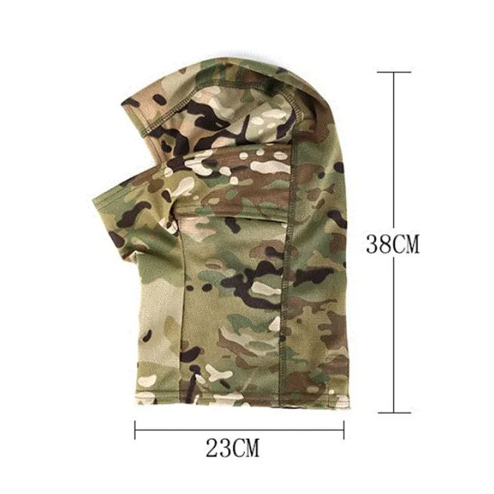 Military-style woodland camouflage face mask, all-season tactical gear, ideal for skiing & outdoor activities