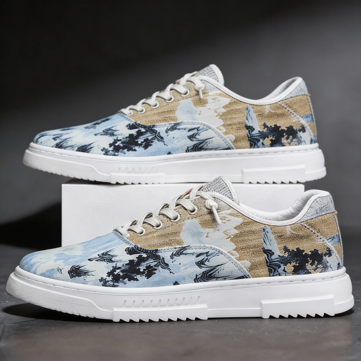 Athletic unisex comfort sneakers featuring a distinctive pattern, ideal for casual and active wear.