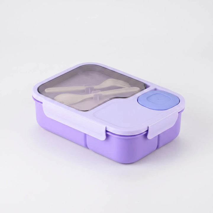 Versatile multi-compartment bento lunch box with utensils. Ideal for meal prep, food storage, work, or travel.