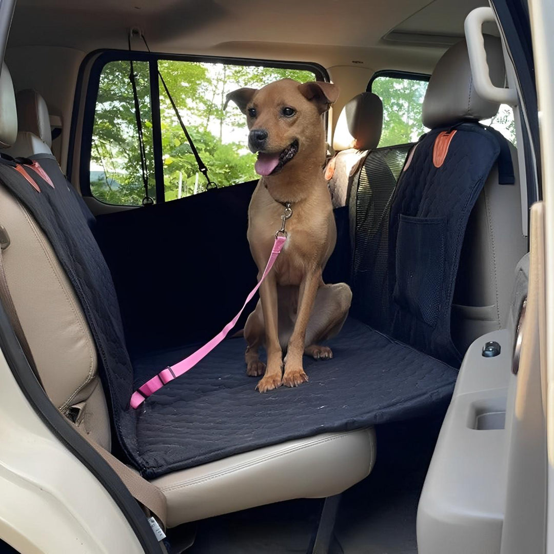 Secure unisex dog travel car seat protector. Waterproof pet hammock for safe, clean journeys.