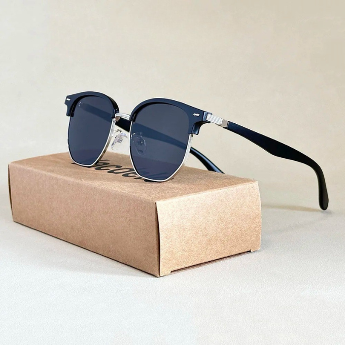 Stylish unisex double bridge sunglasses with durable acetate & metal frame. Fashion eyewear.