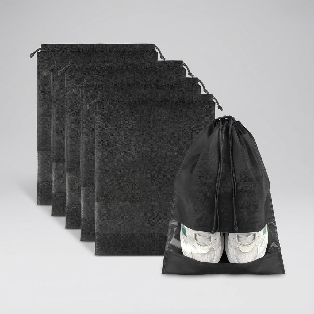 Unisex drawstring shoe travel bags, designed for dustproof & waterproof luggage organization. A must-have accessory.