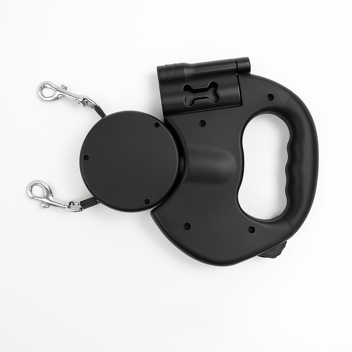 New unisex dual retractable dog leash, 360° tangle-free swivel design for easy and safe multi-dog walking.