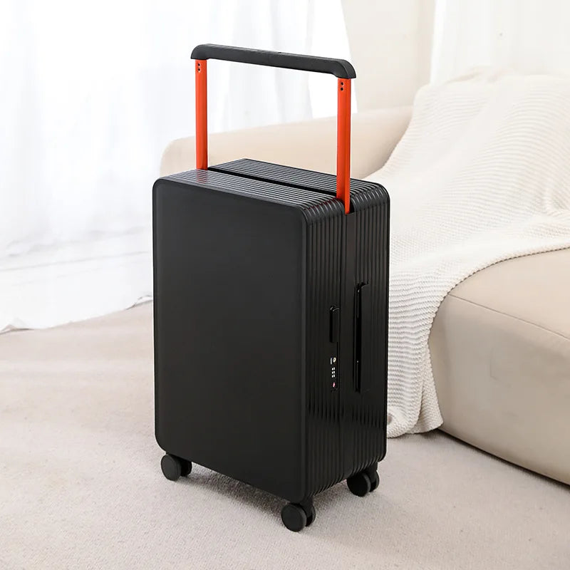 Robust PP hard shell suitcase, highly durable for frequent travel, featuring spinner wheels.