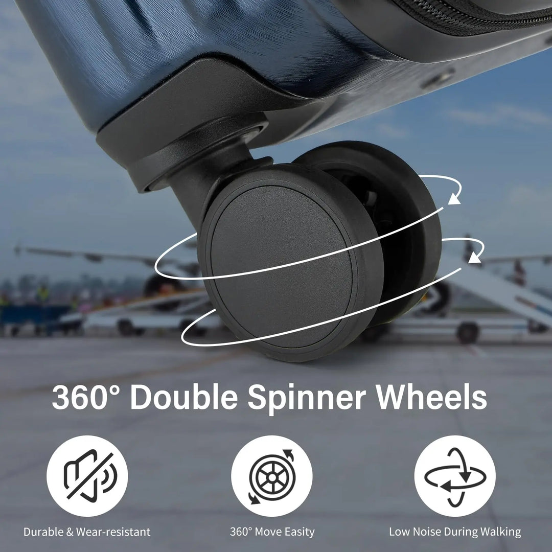 Lightweight carry-on hard-shell suitcase with spinner wheels, built for easy, secure travel.