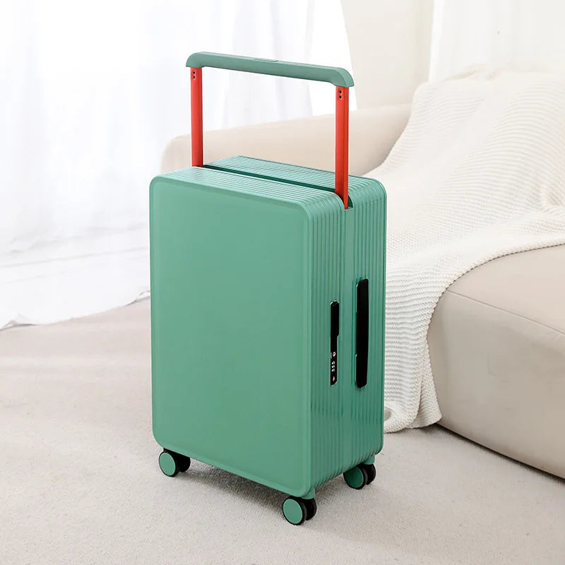 Organized interior hard shell suitcase, perfect for efficient packing, with durable spinner wheels.