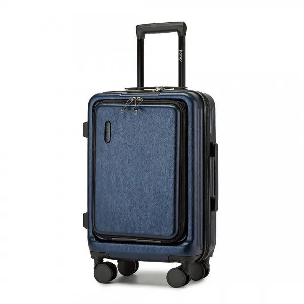Protective hard-shell travel luggage with organized compartments and durable spinner wheels.