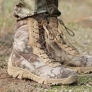 Close-up of unisex durable winter tracking boots showing waterproof material and rugged sole for expeditions.