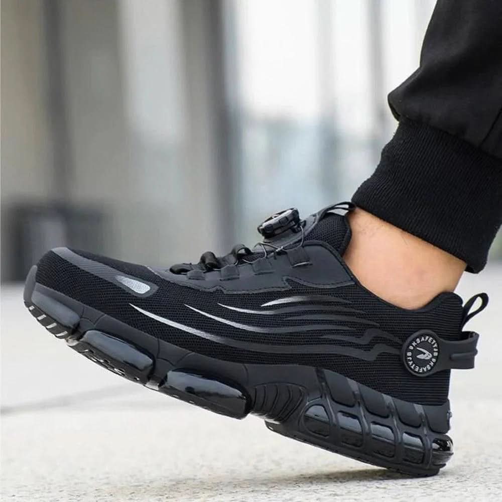 Industrial work safety shoes, durable, slip-resistant, protective, unisex design.