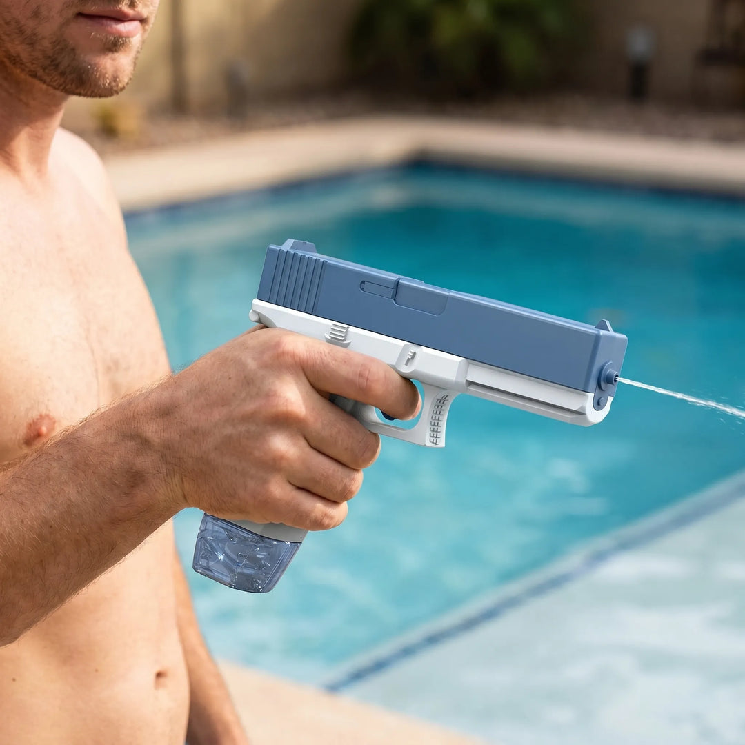 Unisex electric water blaster, rechargeable, perfect for outdoor summer fun, pool, or beach water games.