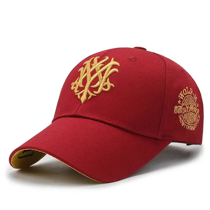Trendy unisex embroidered cotton baseball cap, adjustable, essential headwear for modern streetwear.
