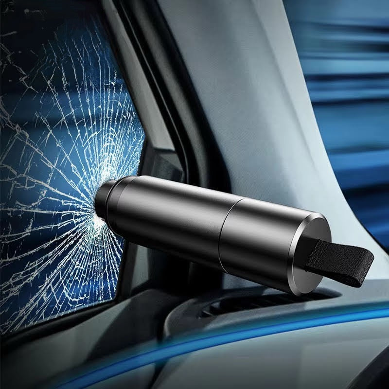 Road trip essential: Unisex window breaker and seat belt cutter for car safety and emergency survival.
