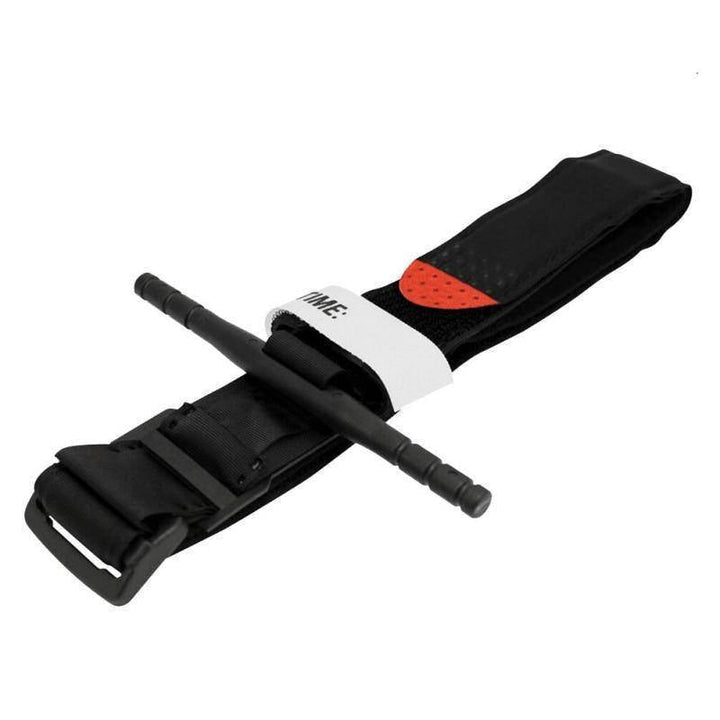 Adjustable emergency first aid tourniquet, compact and crucial for survival and immediate bleeding control.