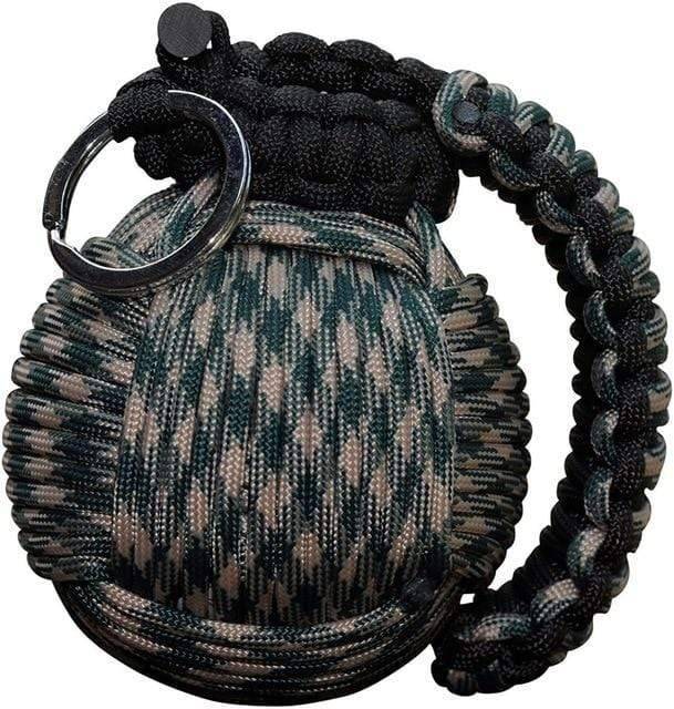 Close-up of a survival kit paracord ball for camping, hiking, and bushcraft tactical equipment