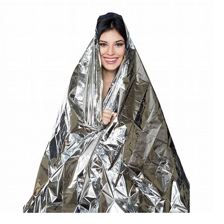 Unisex emergency thermal Mylar space blanket for survival and outdoor first aid, waterproof and windproof