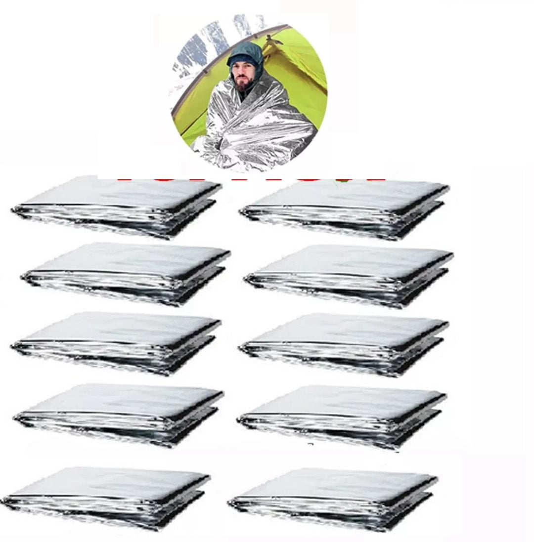 Unisex emergency blanket, thermal Mylar construction for survival and outdoor first aid preparedness