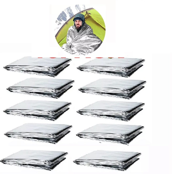 Unisex emergency blanket, thermal Mylar construction for survival and outdoor first aid preparedness