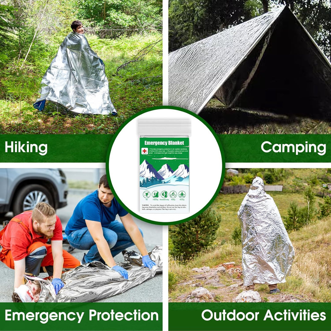 Lightweight thermal emergency blanket, Mylar survival aid for warmth in outdoor first aid scenarios