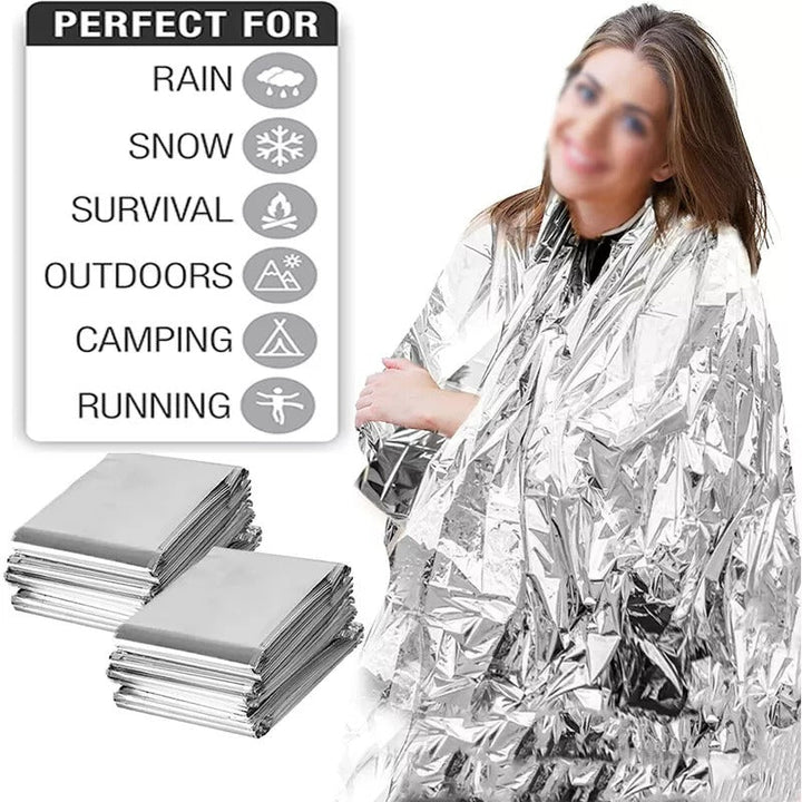 Folded Mylar space blanket, compact and waterproof for emergency survival and outdoor first aid kits