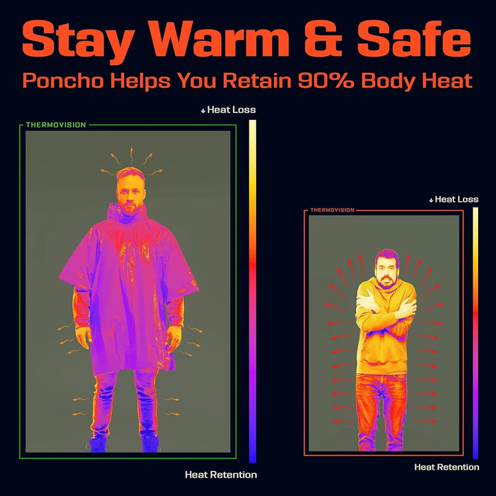 Close-up of the waterproof fabric of a silver emergency thermal poncho, rain protection