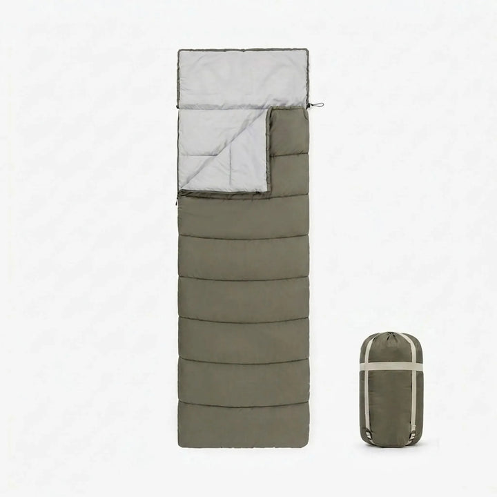 Lightweight unisex envelope sleeping bag, ideal for camping, hiking & backpacking. Compact travel gear.