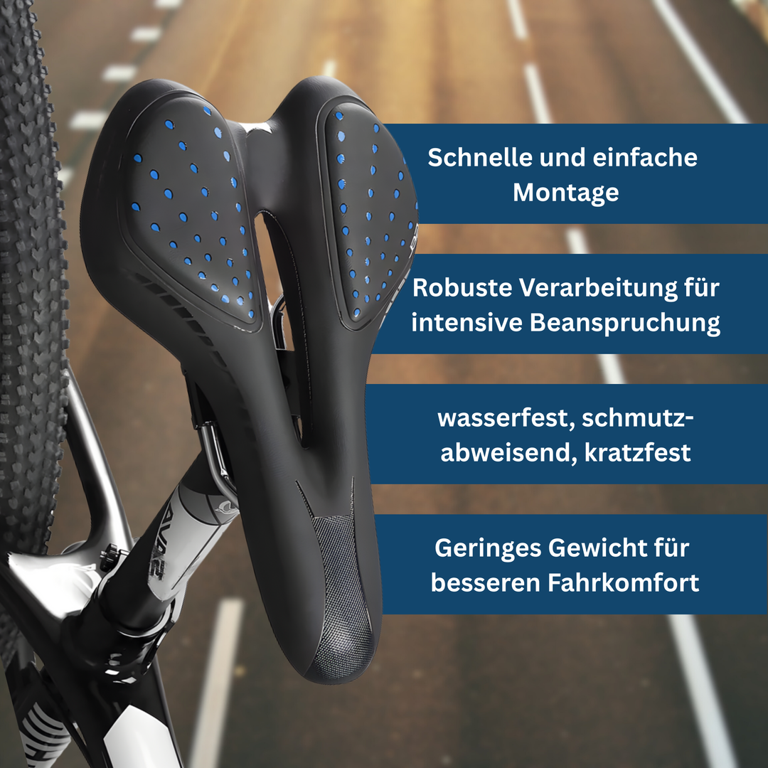 Comfortable unisex bike saddle, shock-absorbing, ideal for long-distance cycling