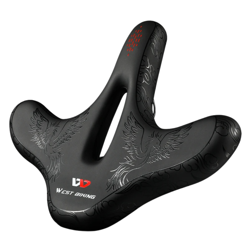 Unisex ergonomic bike saddle with shock absorption for comfortable road cycling