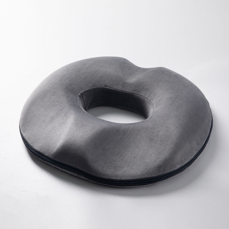 Comfortable ergonomic donut seat cushion, memory foam for tailbone pain relief, unisex pressure support design.