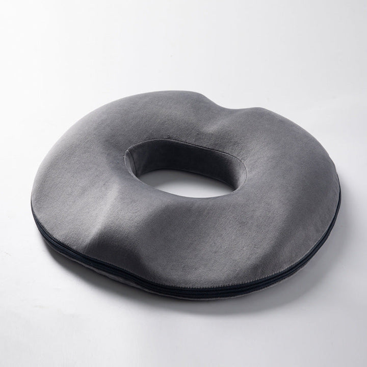 Comfortable ergonomic donut seat cushion, memory foam for tailbone pain relief, unisex pressure support design.