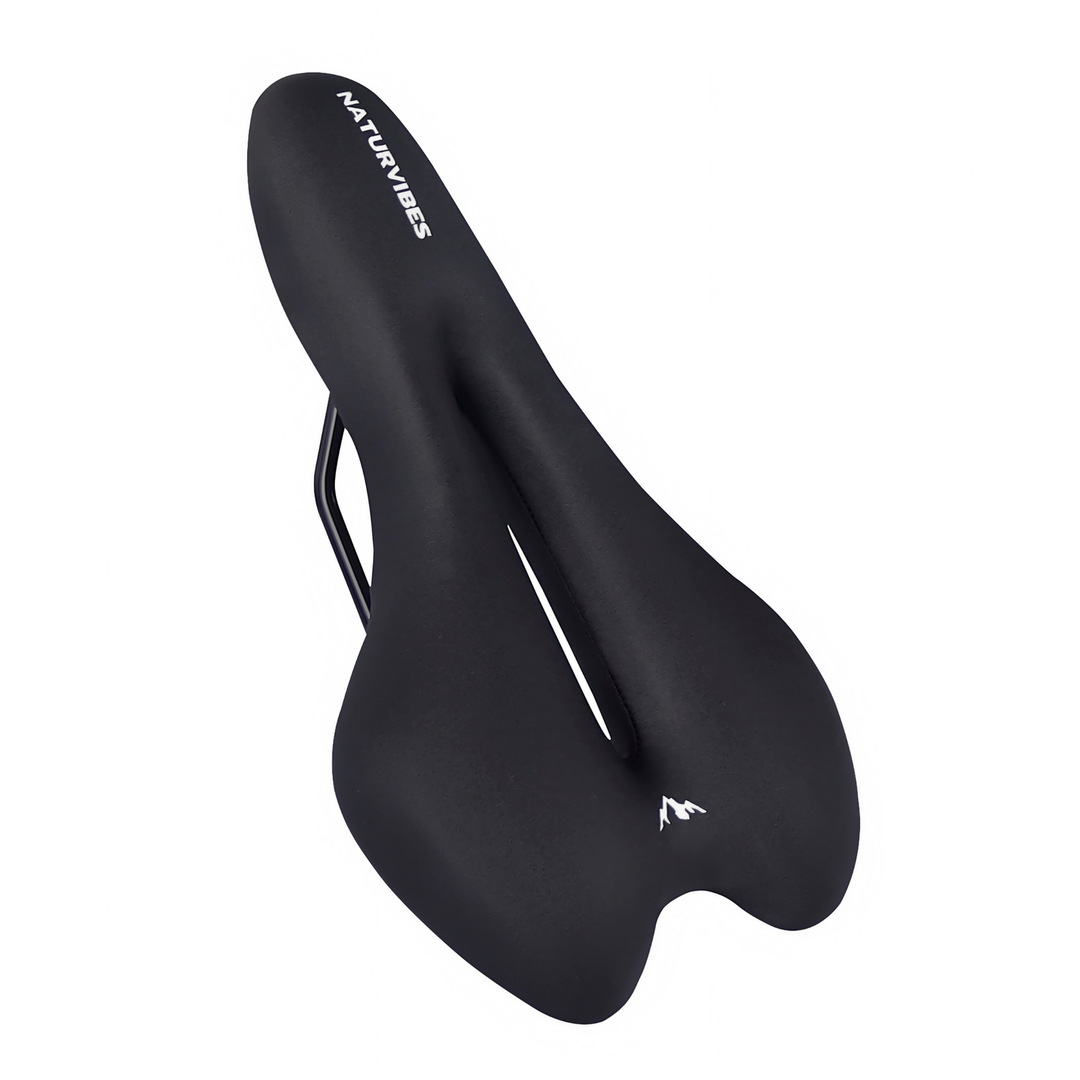 Unisex ergonomic sport bike saddle cushion for road bikes, black with red accents, comfortable cycling accessory