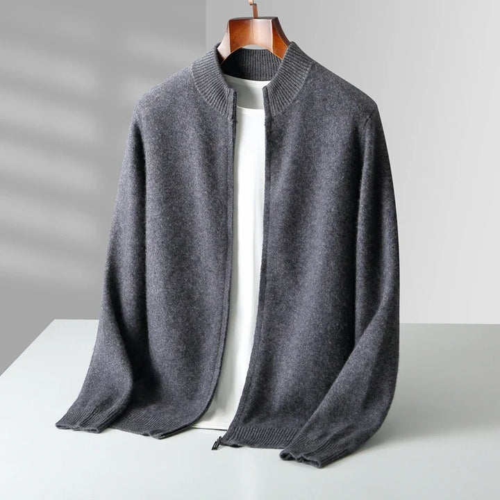 Structured Essence Zip Jacket. Warm, sleek outerwear, ideal for everyday wear.