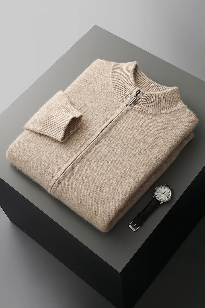 Warm and comfortable Essence Zip Jacket, ideal for versatile layering. Sleek, structured outerwear.