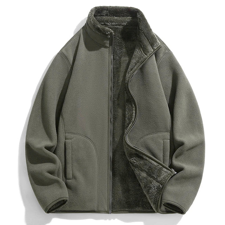 Unisex Everest full-zip fleece jacket in a neutral color, perfect for warm winter casual wear & outdoor adventures.