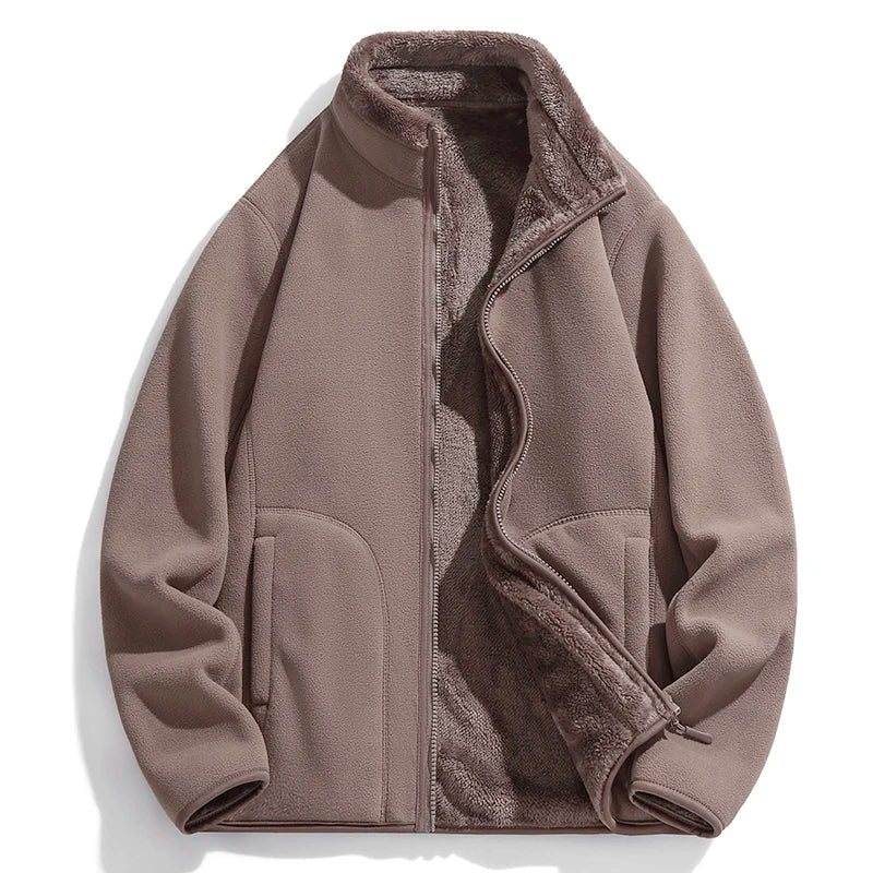 Cozy unisex Everest fleece jacket, a warm full-zip outerwear piece for winter clothing and fall fashion comfort.