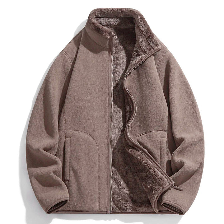 Cozy unisex Everest fleece jacket, a warm full-zip outerwear piece for winter clothing and fall fashion comfort.