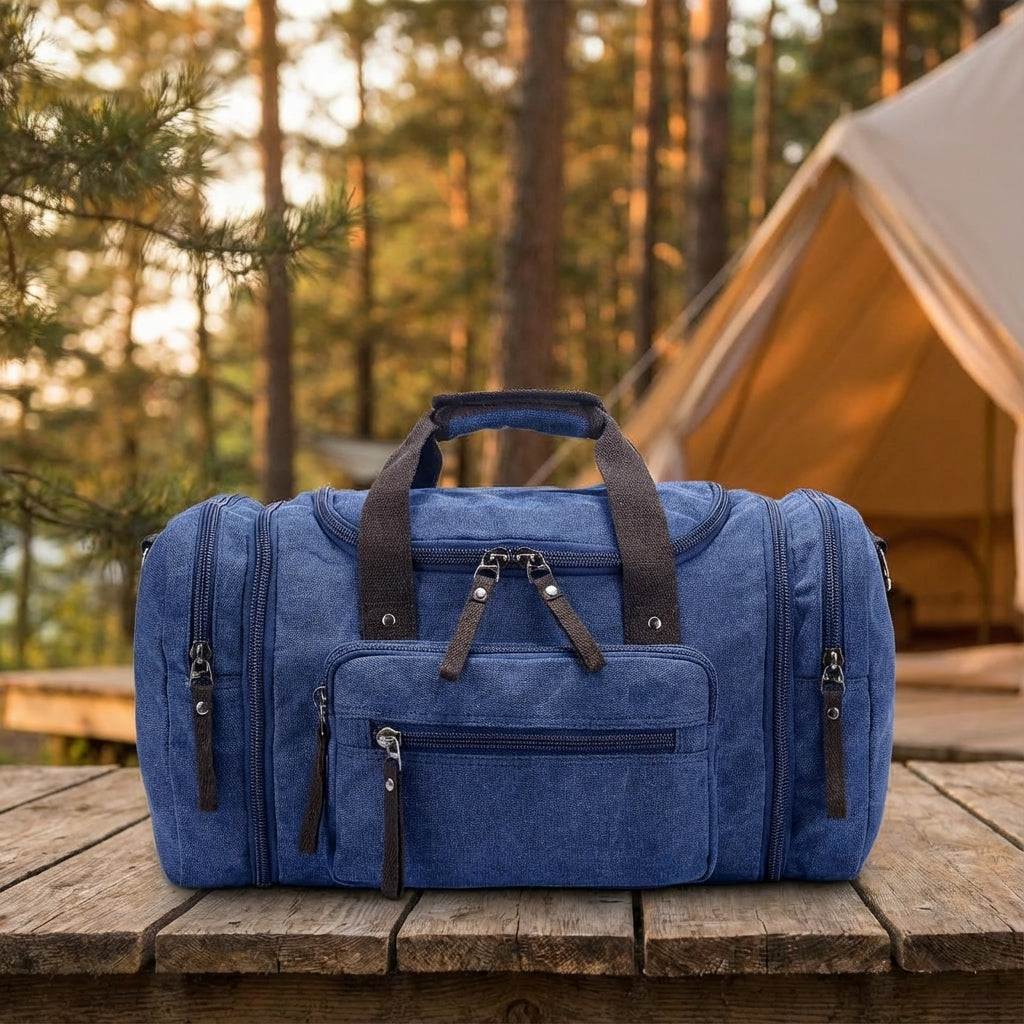 Unisex expandable canvas weekender travel bag for weekend trips & carry-on luggage.