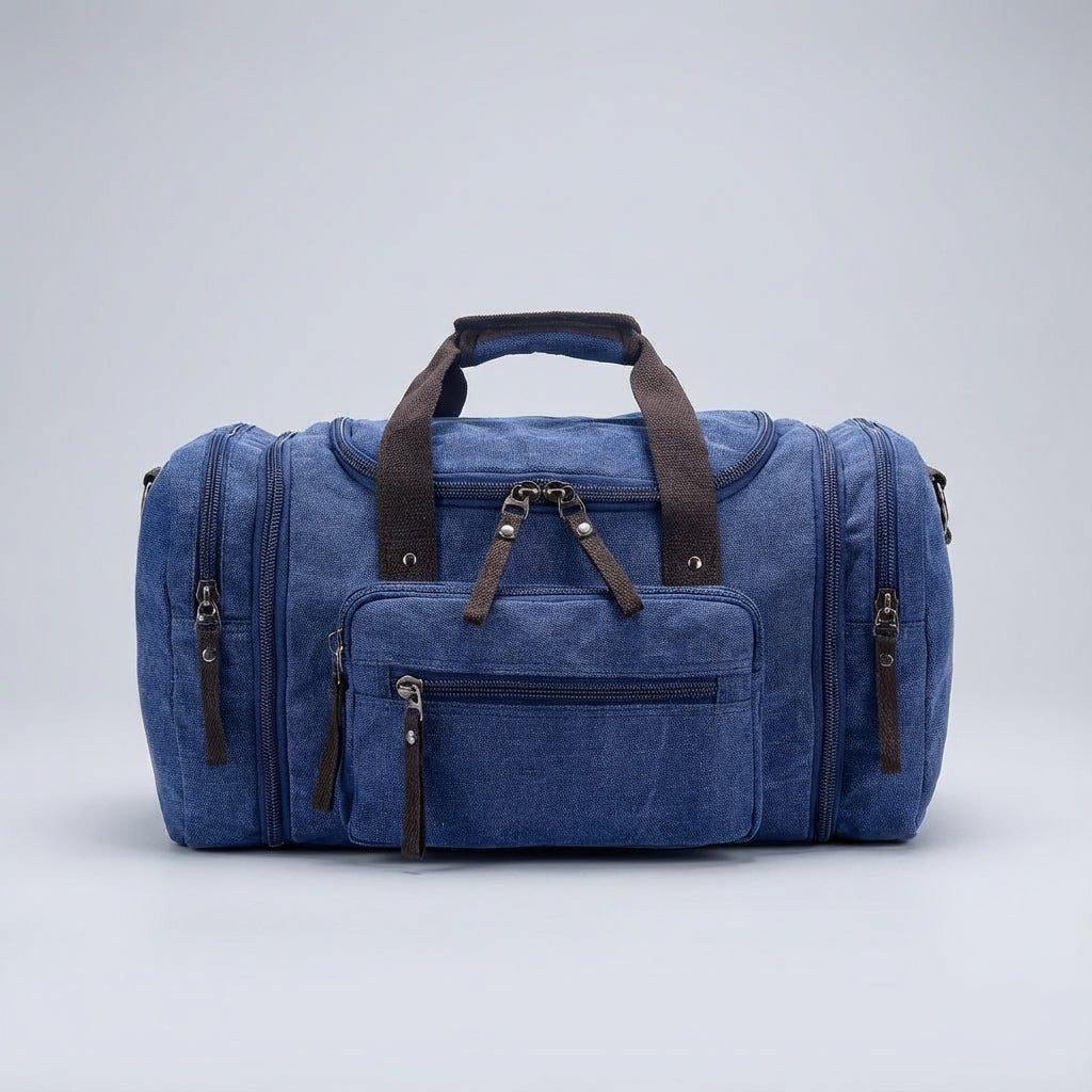Durable canvas expandable weekender travel duffel bag. Perfect unisex luggage for any weekend trip.