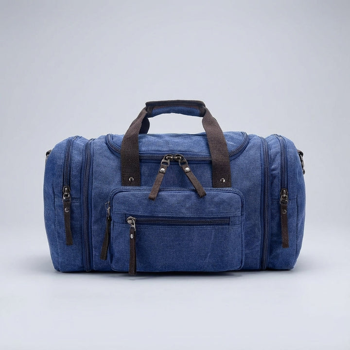 Durable canvas expandable weekender travel duffel bag. Perfect unisex luggage for any weekend trip.