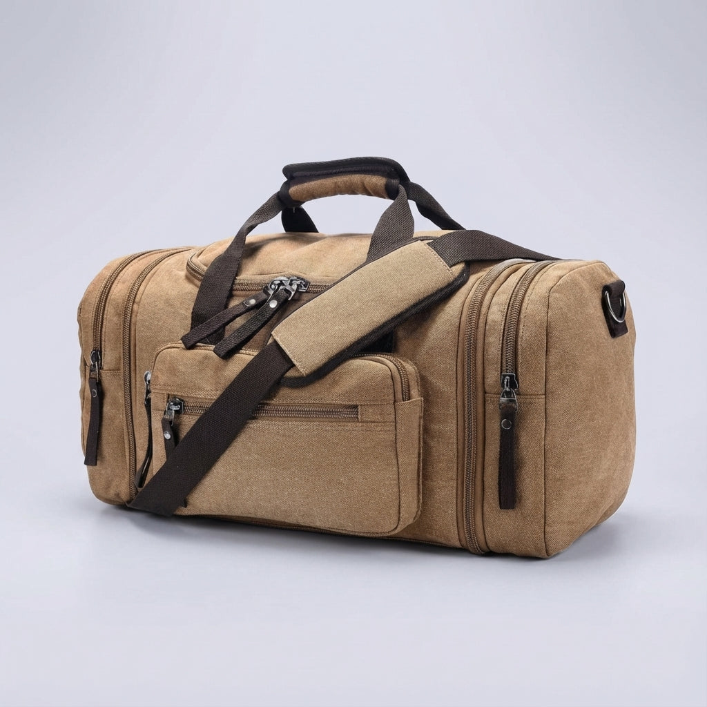 Spacious & expandable unisex canvas travel bag. Ideal durable weekender duffel for all your weekend trip needs.