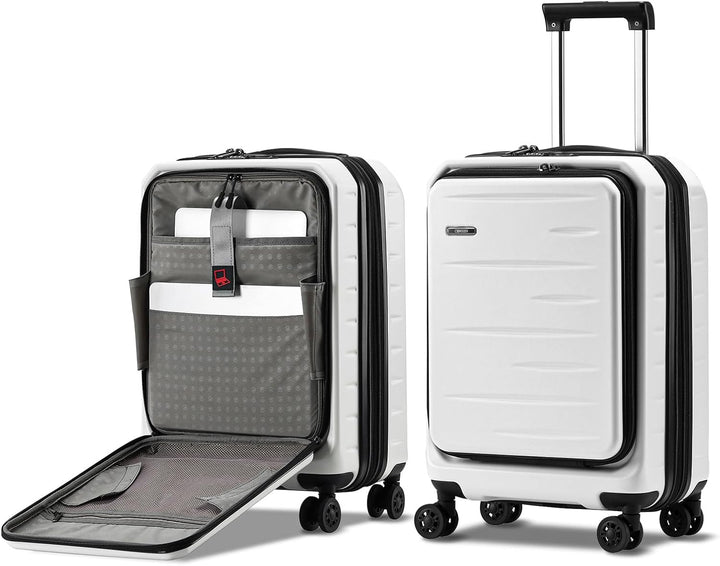 Unisex expandable hardshell carry-on luggage for modern travelers, front pocket & TSA lock.