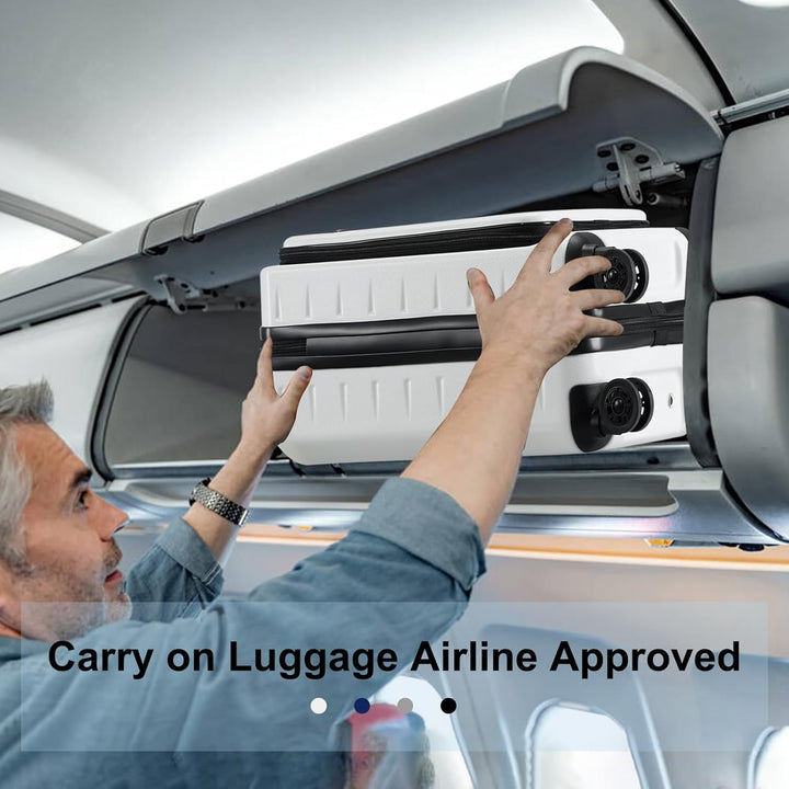 Unisex expandable hardshell carry-on with open front pocket showing organization, TSA lock.