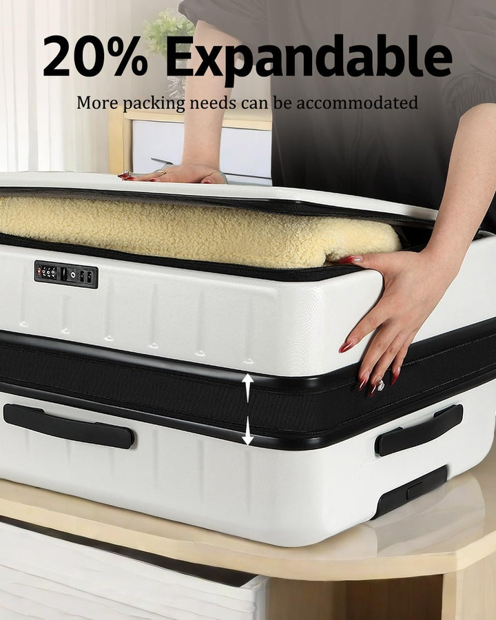 Easy-to-handle unisex expandable hardshell carry-on, front pocket, TSA lock for stress-free travel.